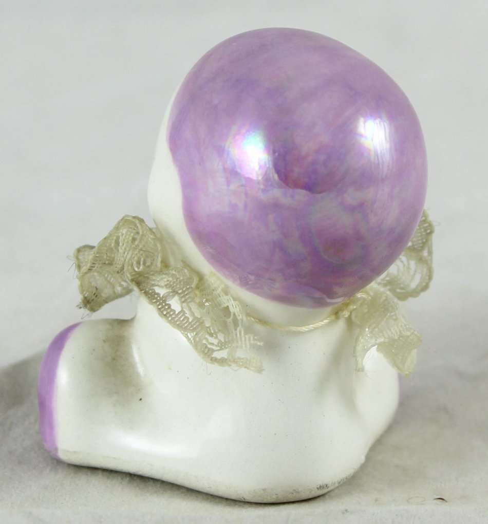 Small Porcelain Baby with Lace Collar - Purple Head - Gorgeous! - Bid Now!!!