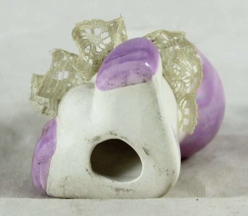 Small Porcelain Baby with Lace Collar - Purple Head - Gorgeous! - Bid Now!!!