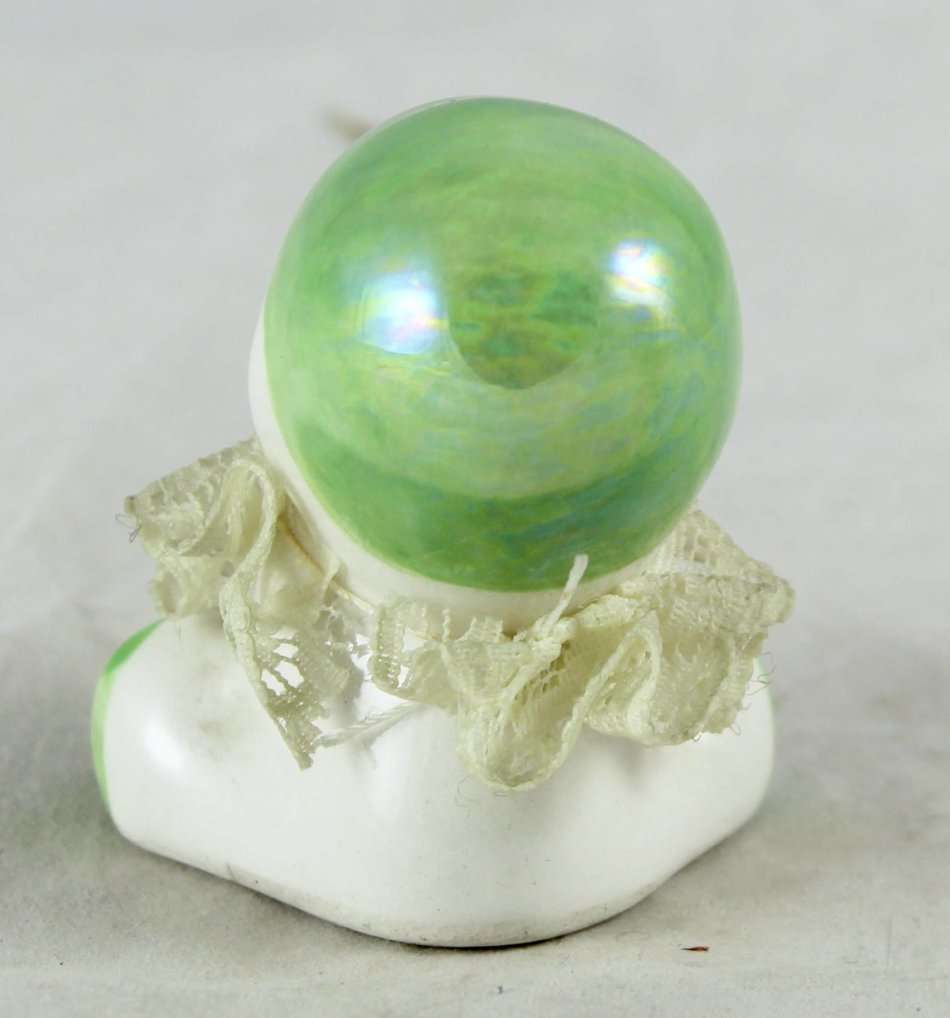 Small Porcelain Baby with Lace Collar - Light Green Head - Gorgeous! - Bid Now!!!