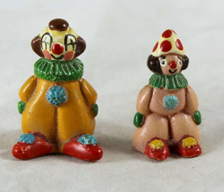 Miniature Printers Tray - Seated Clowns - Pair - Gorgeous!