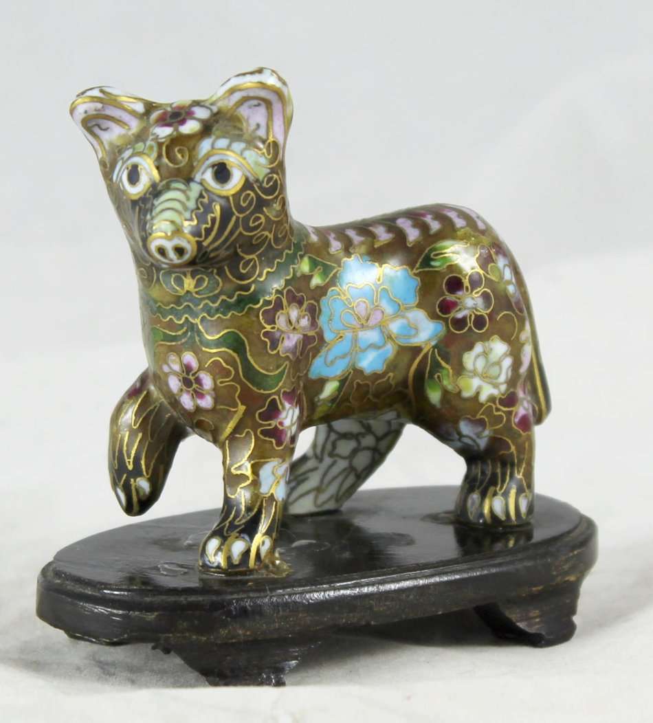 Cloisonne - Small Dog - Beautiful! - Bid Now!!!