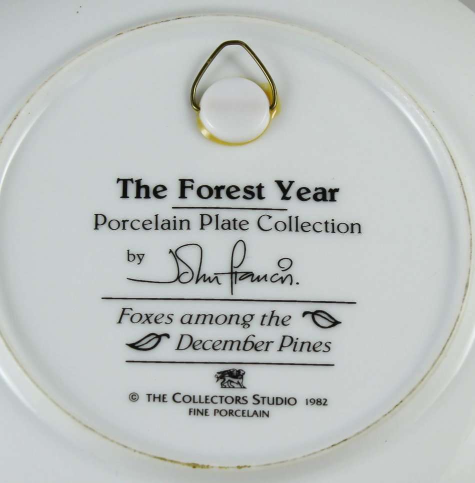 John Francis Collector Plate - Foxes Among the December Pines - Beautiful! - Bid Now!!!