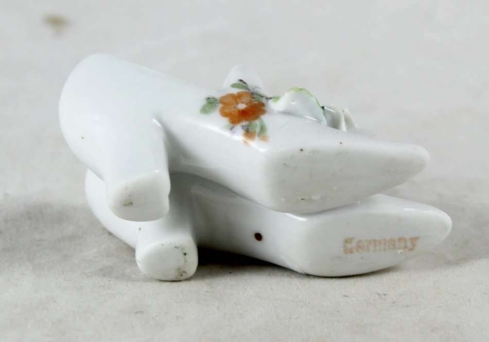 Miniature White Shoes with Rose - Pair - Beautiful! - Bid Now!!!