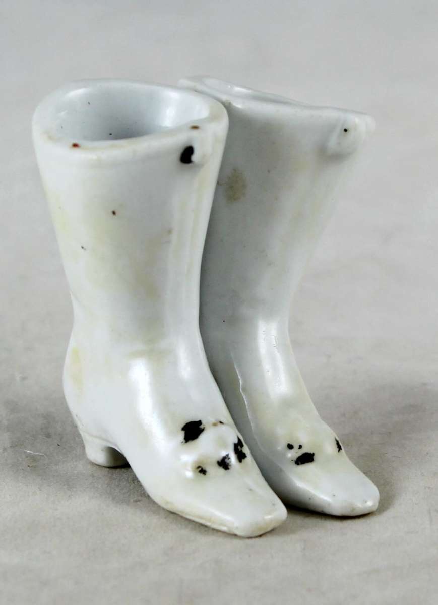 Miniature White Boots - Pair - Beautiful! - Bid Now!!!