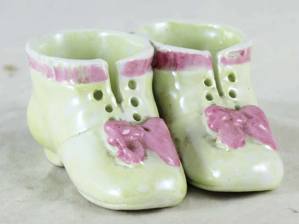 Miniature Booties with Pink Bows - Pair - Beautiful! - Bid Now!!!