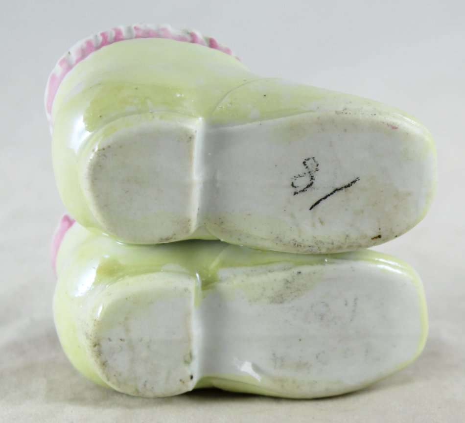 Miniature Booties with Pink Bows - Pair - Beautiful! - Bid Now!!!