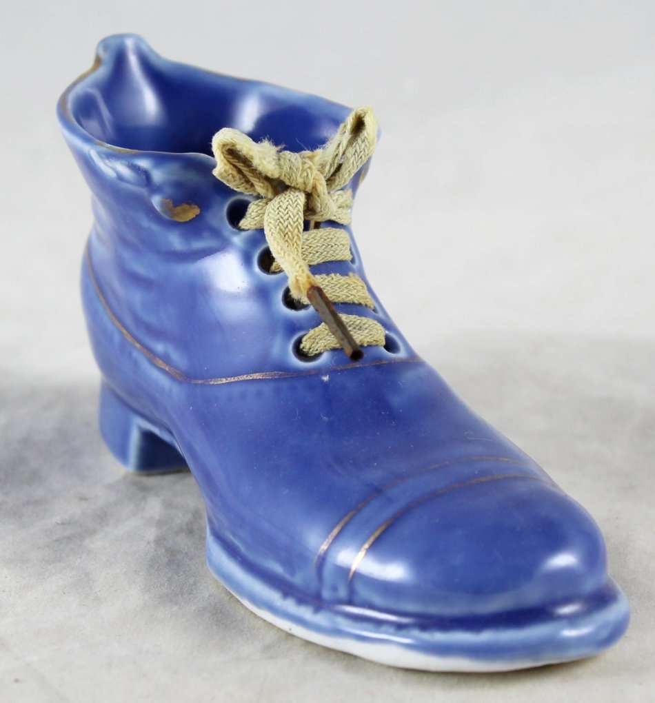 Miniature Blue Boot with Laces - Beautiful! - Bid Now!!!