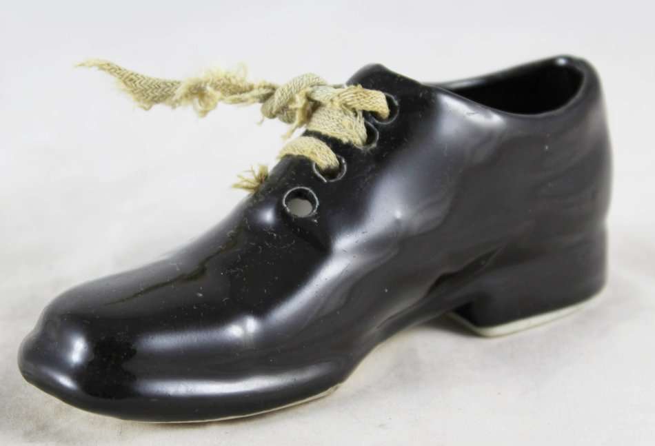 Small Black Shoe with Laces - Beautiful! - Bid Now!!!