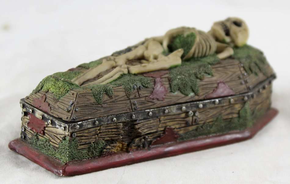 Green skeleton casket