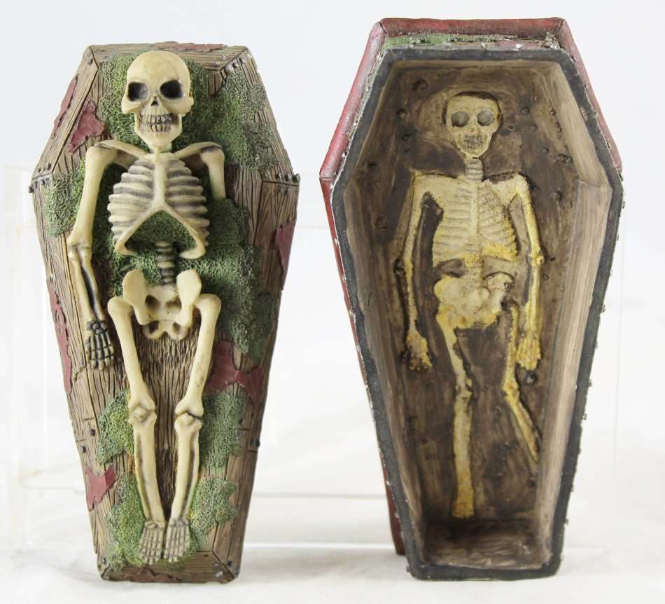 Green skeleton casket