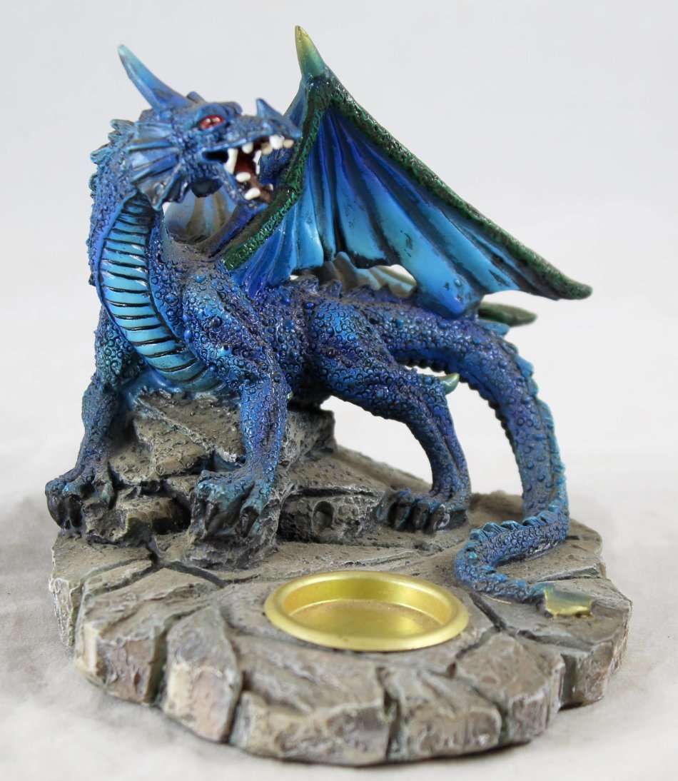 Blue Dragon with Small Candle Holder - Beautiful! - Bid Now!!!