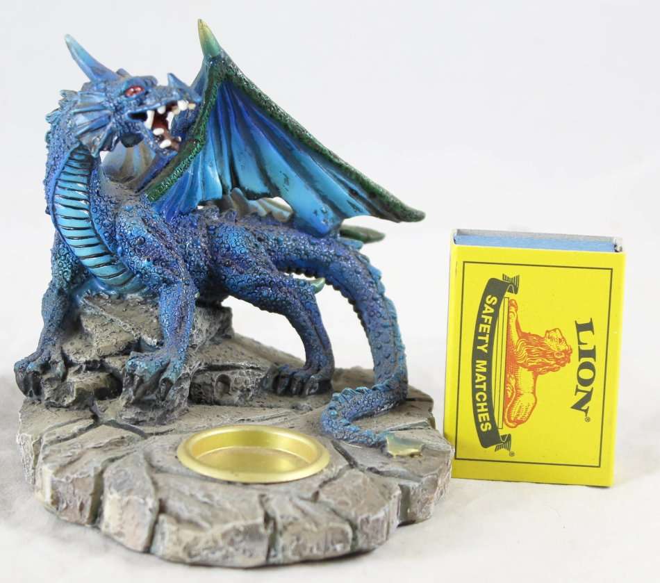 Blue Dragon with Small Candle Holder - Beautiful! - Bid Now!!!