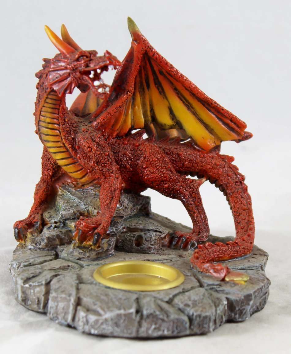 Red Dragon with Small Candle Holder - Beautiful! - Bid Now!!!