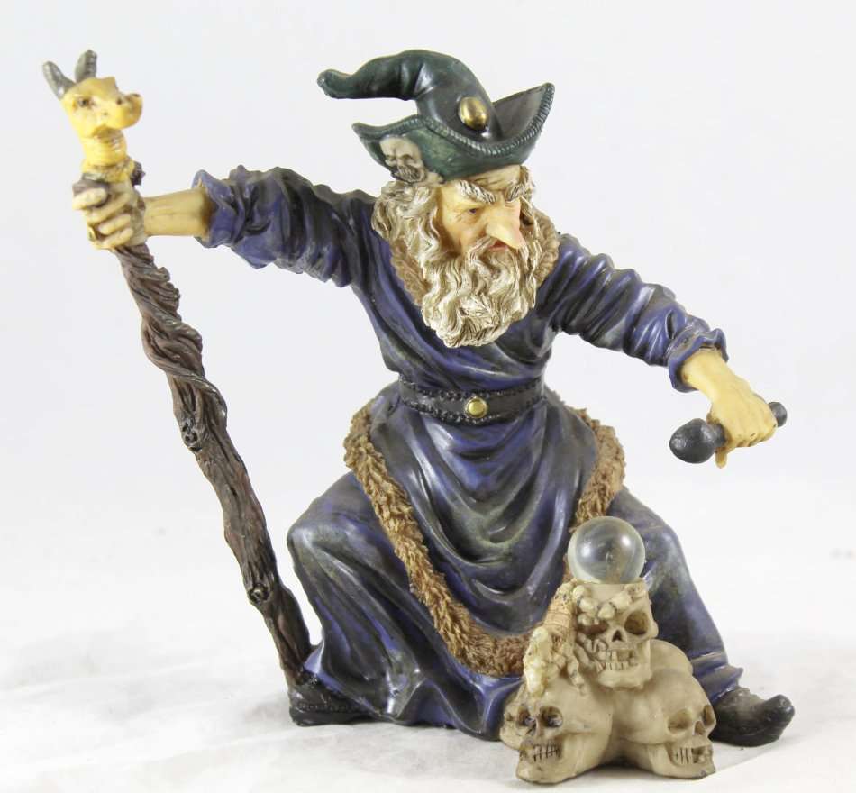 Wizard with Horse Head Staff & Crystal Ball - Beautiful! - Bid Now!!!