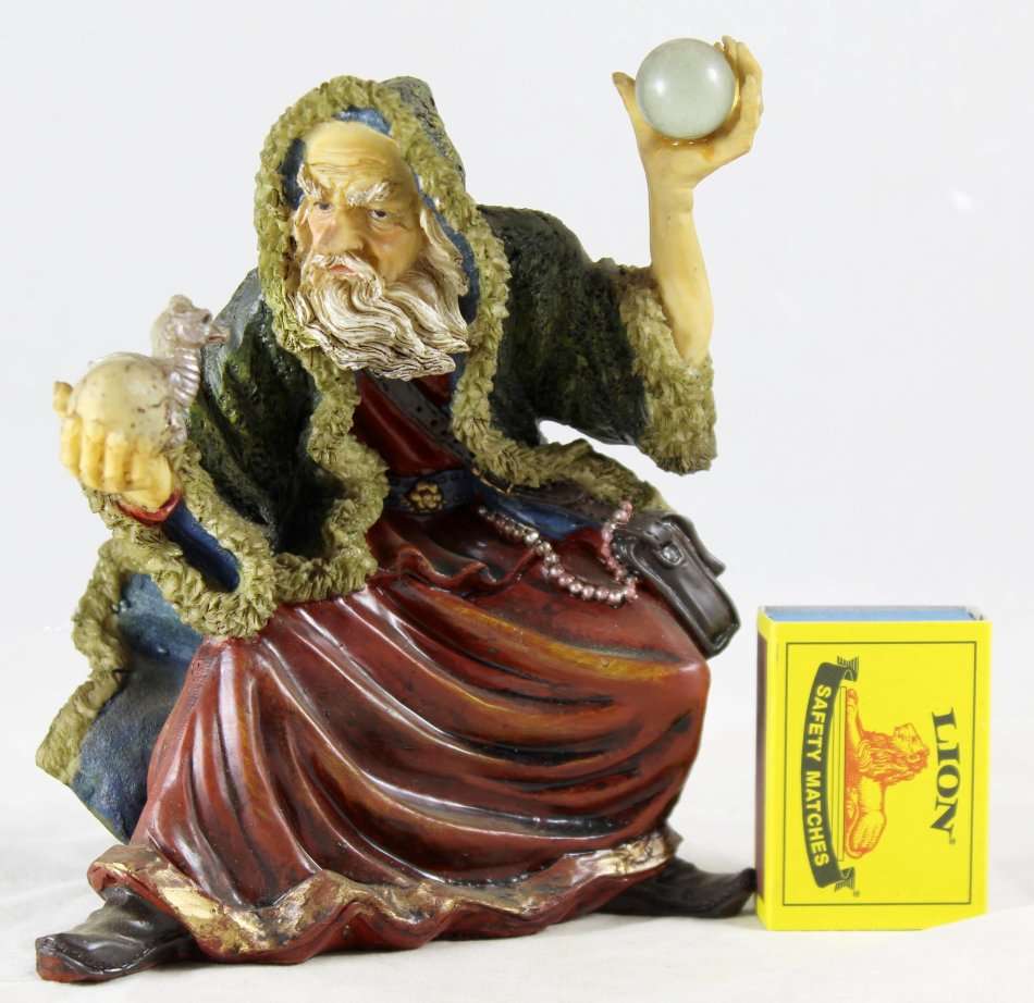 Wizard Holding Dragon Hatchling & Crystal Ball - Beautiful! - Bid Now!!!