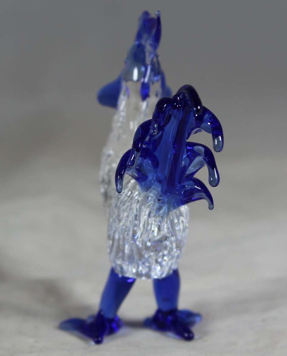 Small Glass - Rooster - Blue - BID NOW!!!