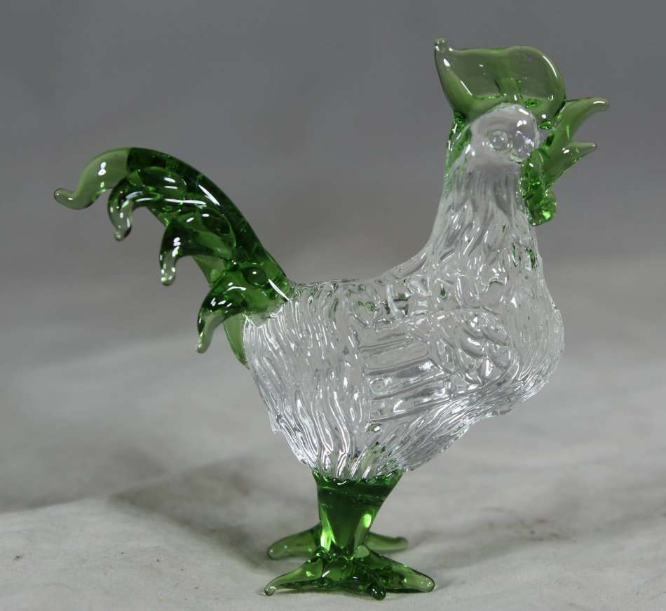 Small Glass - Rooster - Green - BID NOW!!!