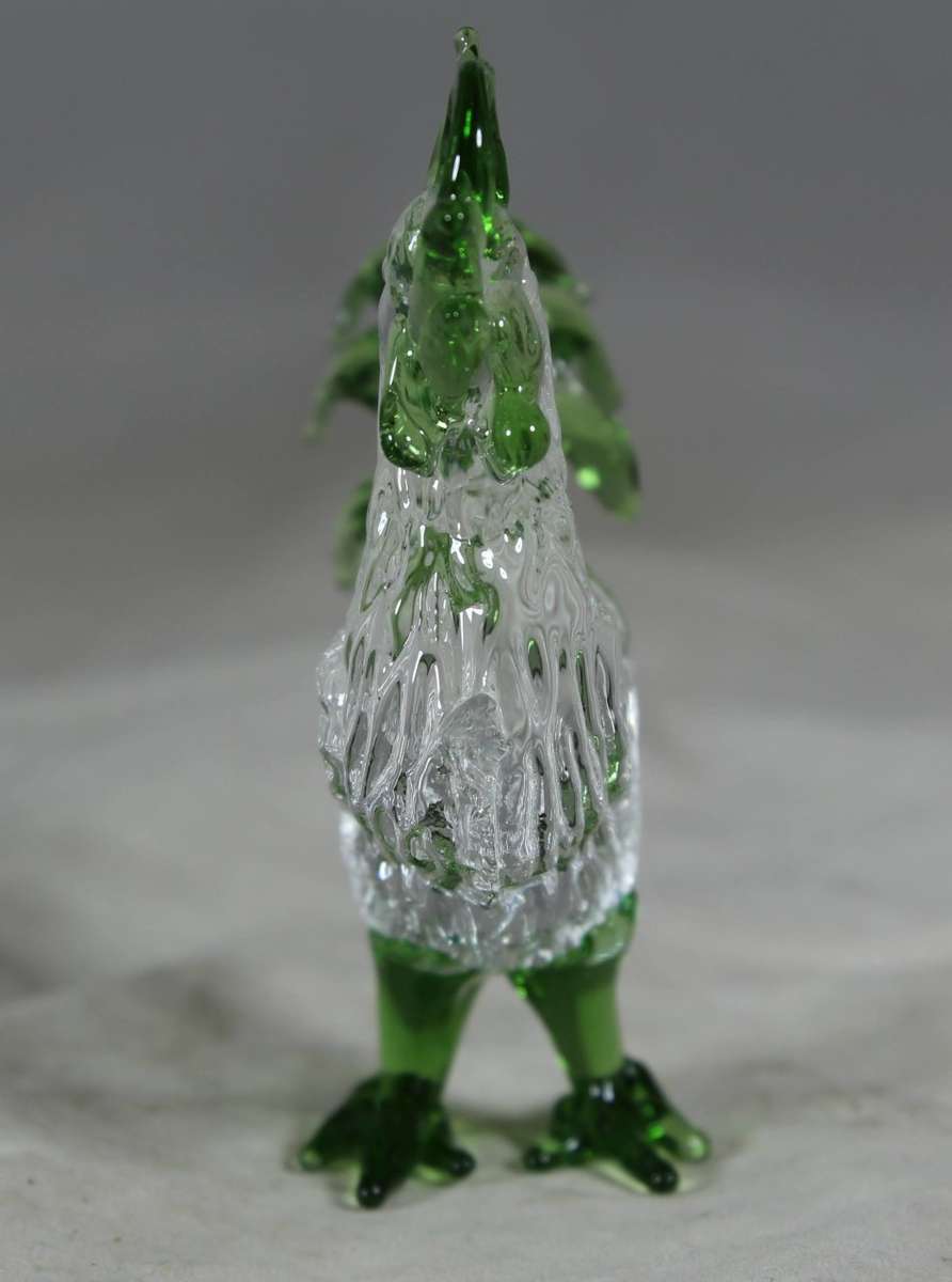 Small Glass - Rooster - Green - BID NOW!!!