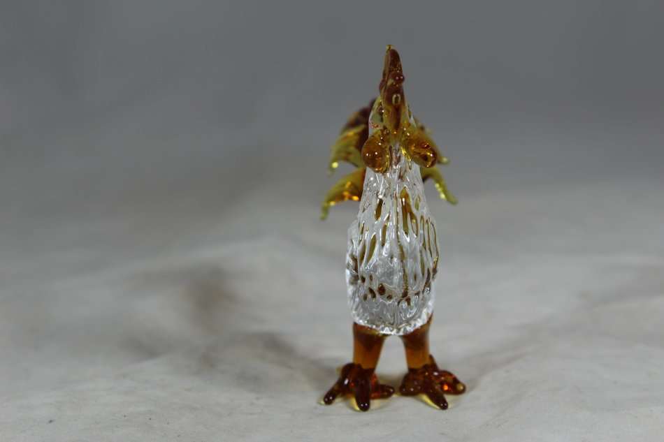 Small Glass - Rooster - Dark Orange - BID NOW!!!