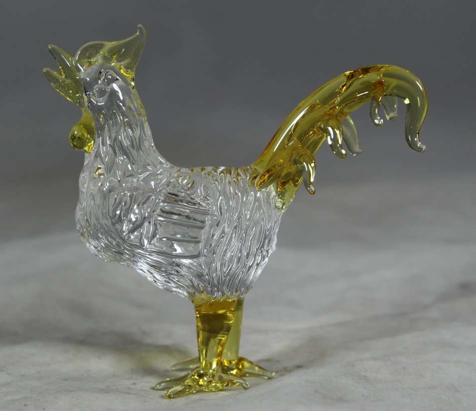 Small Glass - Rooster - Yellow - BID NOW!!!