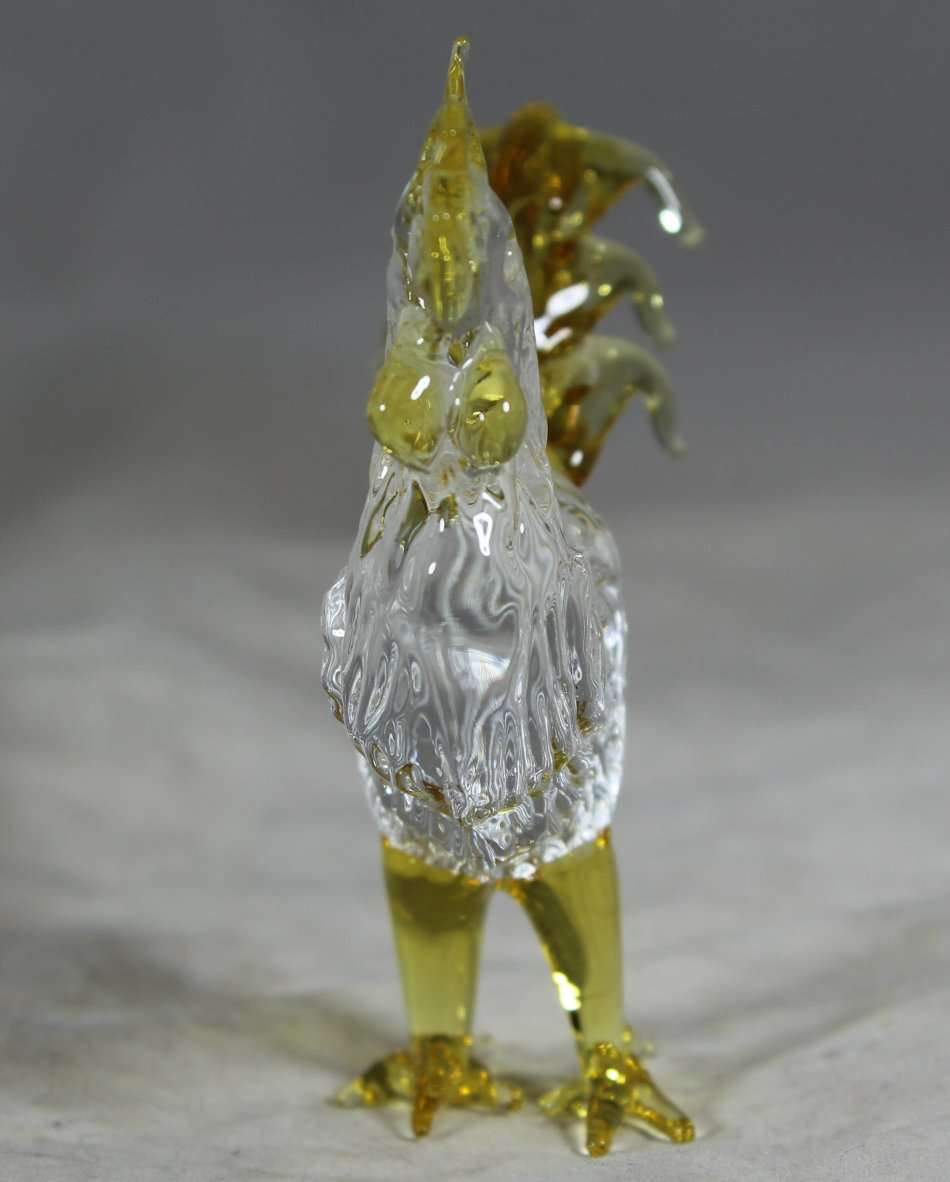 Small Glass - Rooster - Yellow - BID NOW!!!