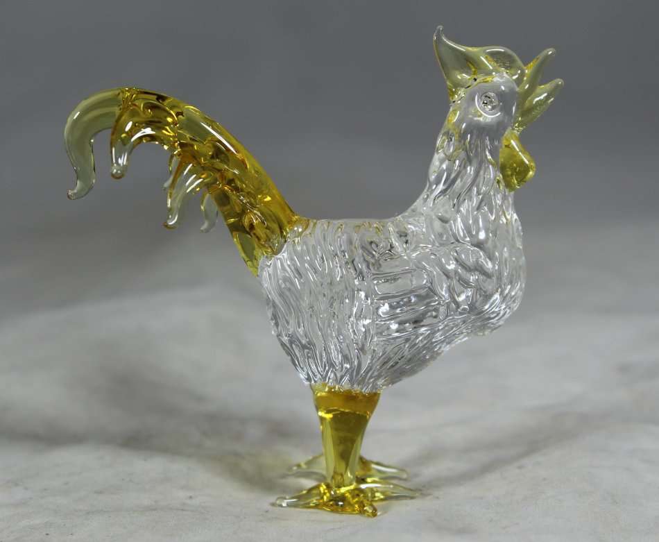 Small Glass - Rooster - Yellow - BID NOW!!!