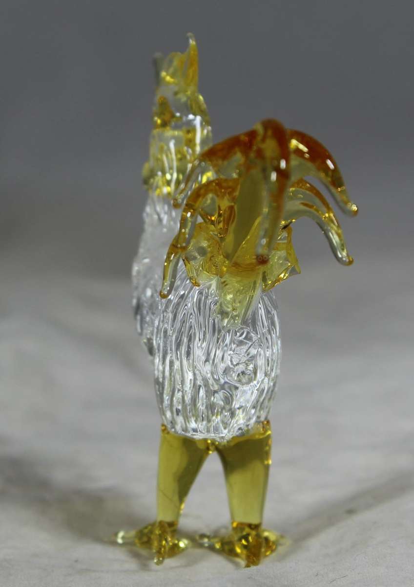 Small Glass - Rooster - Yellow - BID NOW!!!