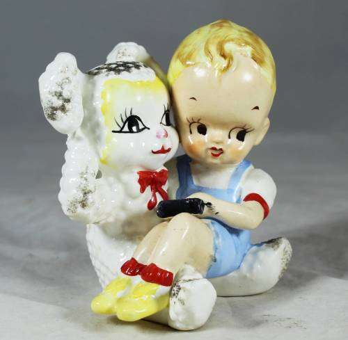 Hand Painted Bunny and Child Figurine- Bid Now!!