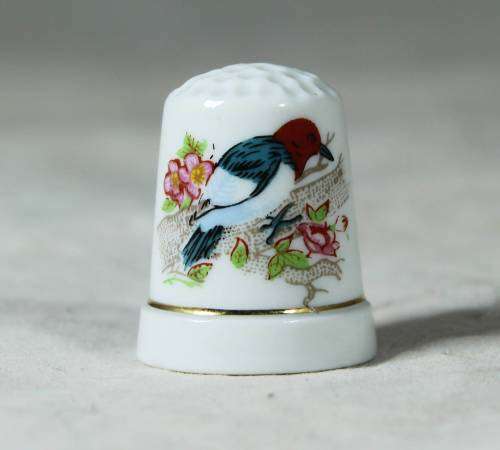 Ceramic Thimble - Bird with Pink Flowes - Bid Now!!!