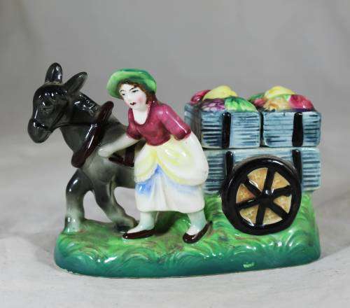 Character Salt and Pepper Set - Woman with Donkey -  Bid Now!!