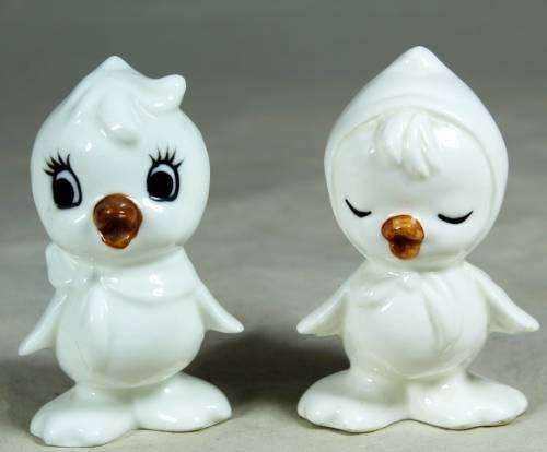 Pair of bone China chicks