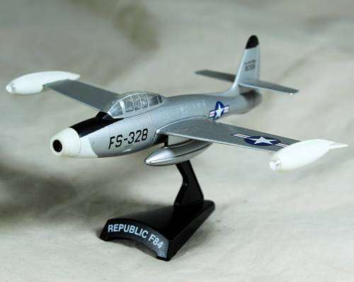 Postage Stamp Planes - Metal Die Cast on Stand - F84 Thunder Jet