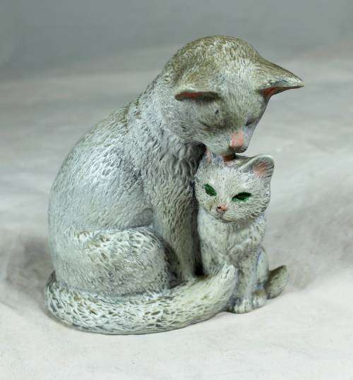 Grey Cat Grooming her Kittens - Bid Now!!!