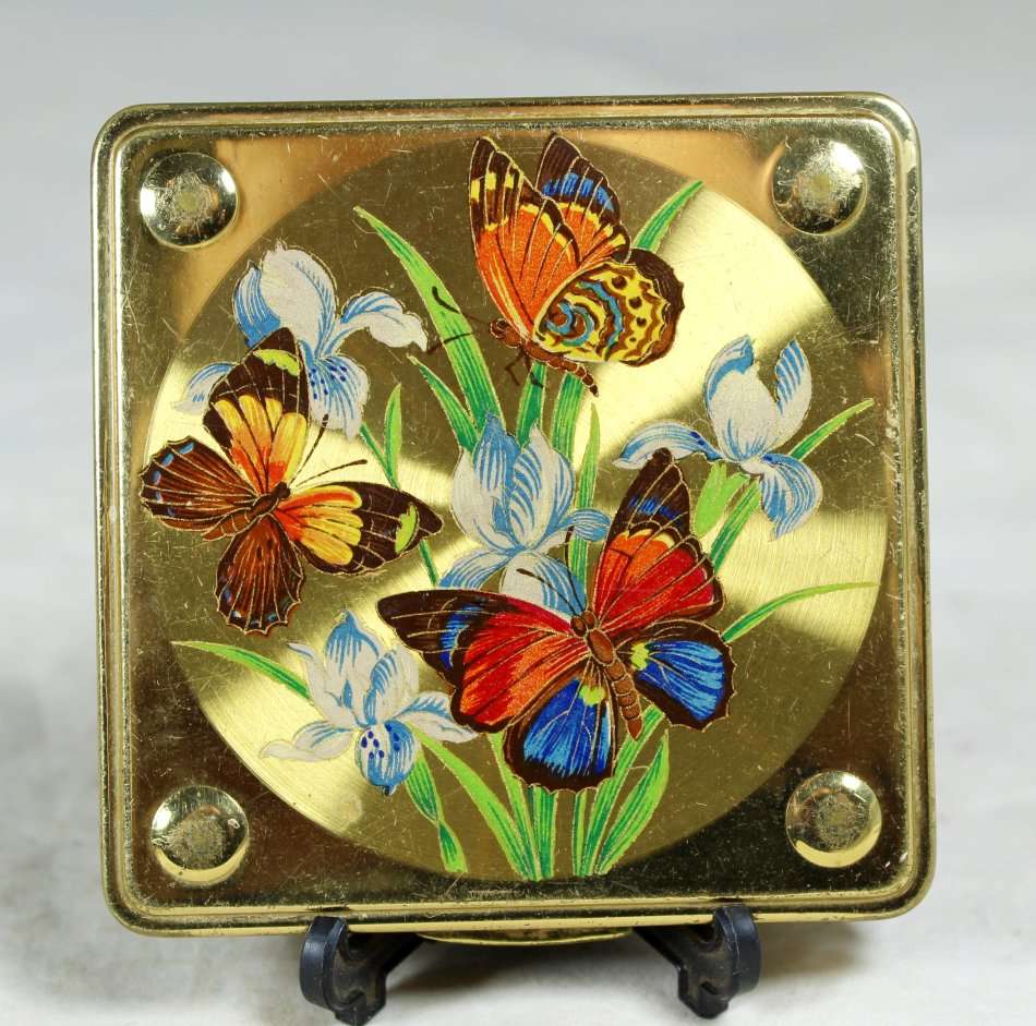 A Stunning Butterfly Themed Powder Compact -  Bid Now!!!