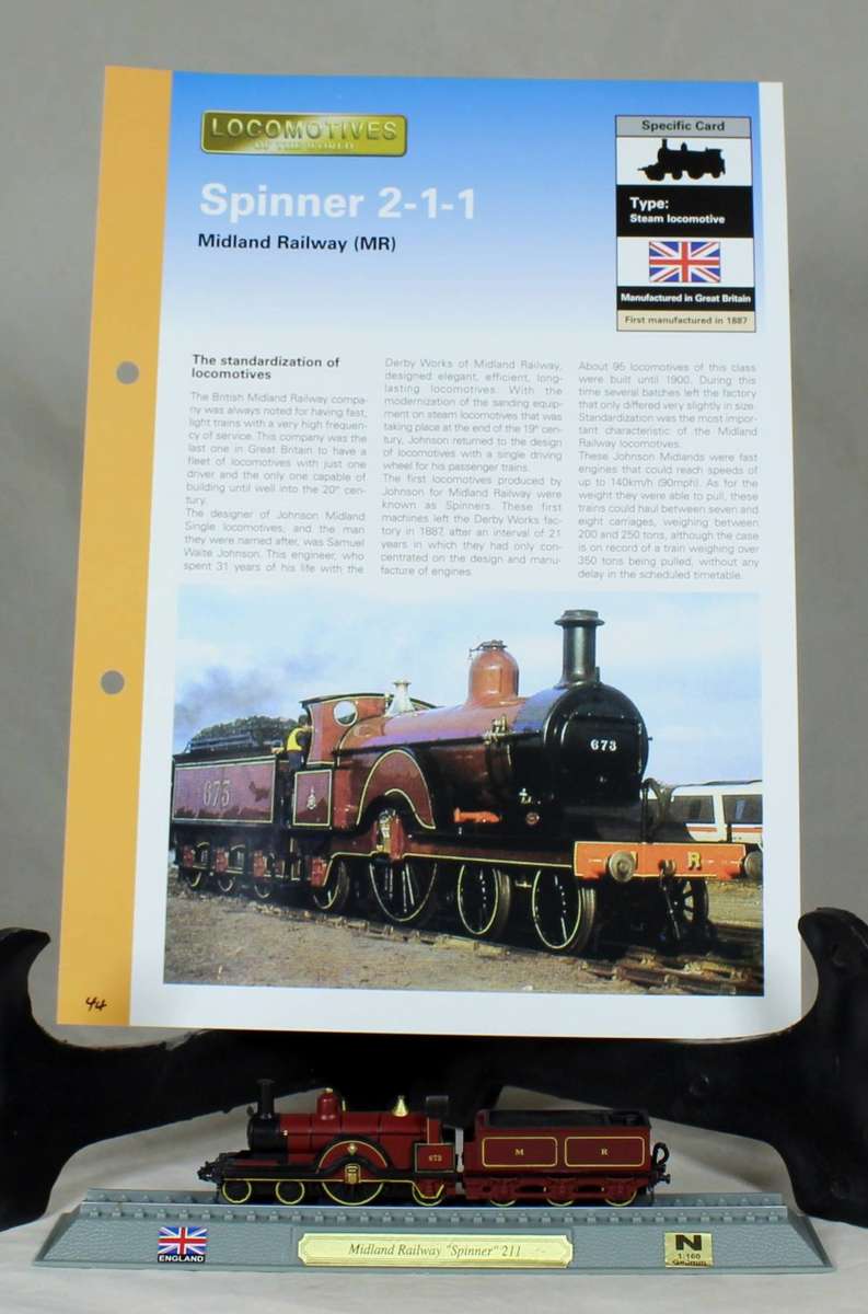 Del Prado - Locomotives of the world - N gauge - Midland railway spinner 2-1-1
