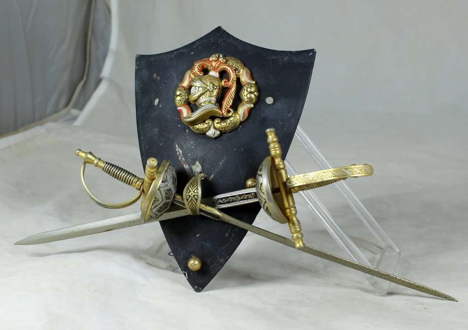 TWO TOLEDO SWORDS WITH SHIELD - BID NOW!!!