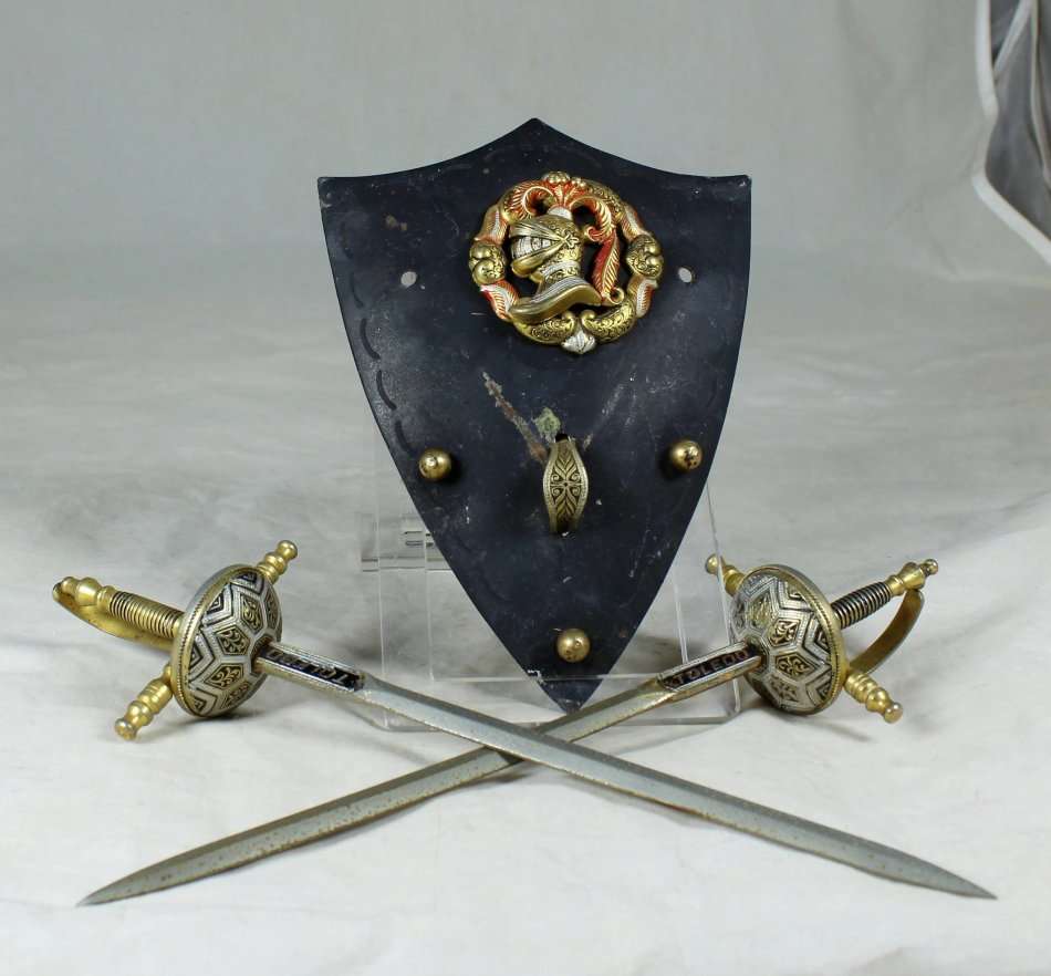 TWO TOLEDO SWORDS WITH SHIELD - BID NOW!!!