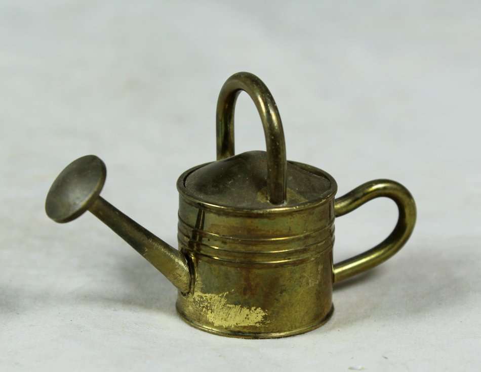 Miniature brass watering can