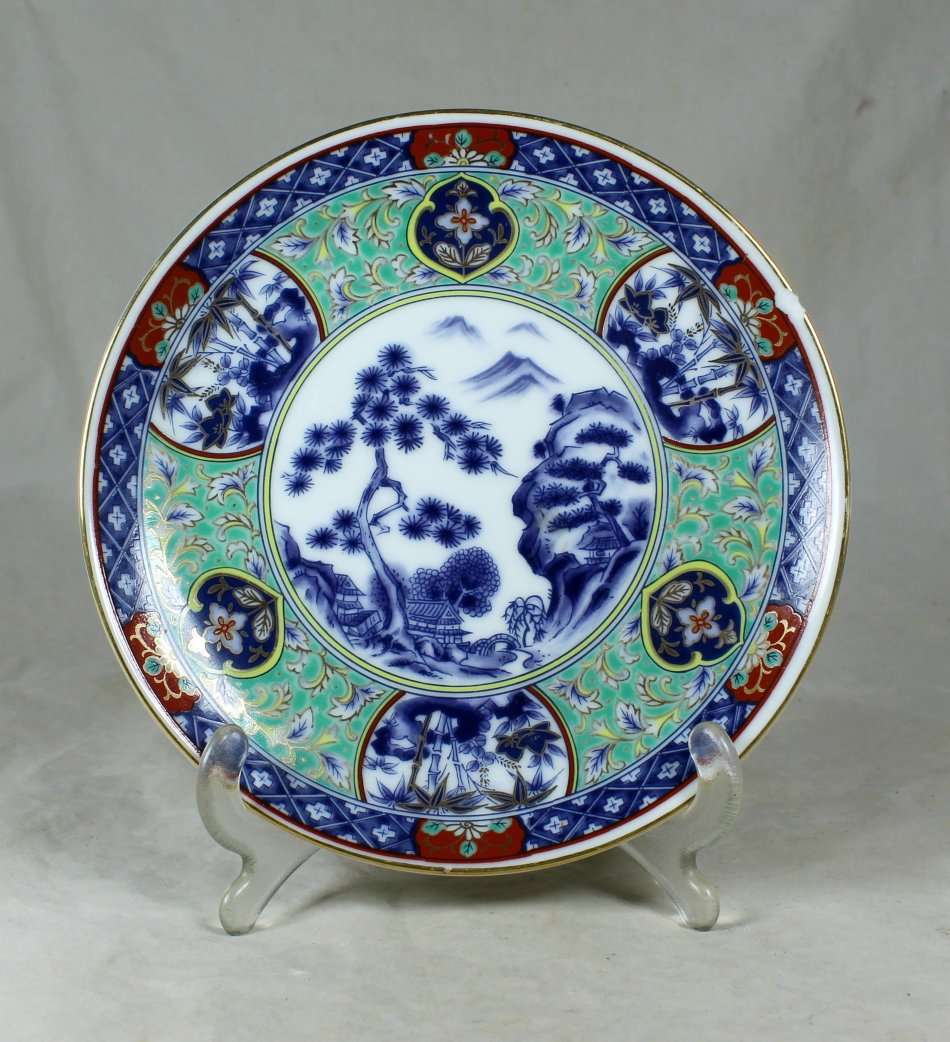 Green & blue Imari style display plate