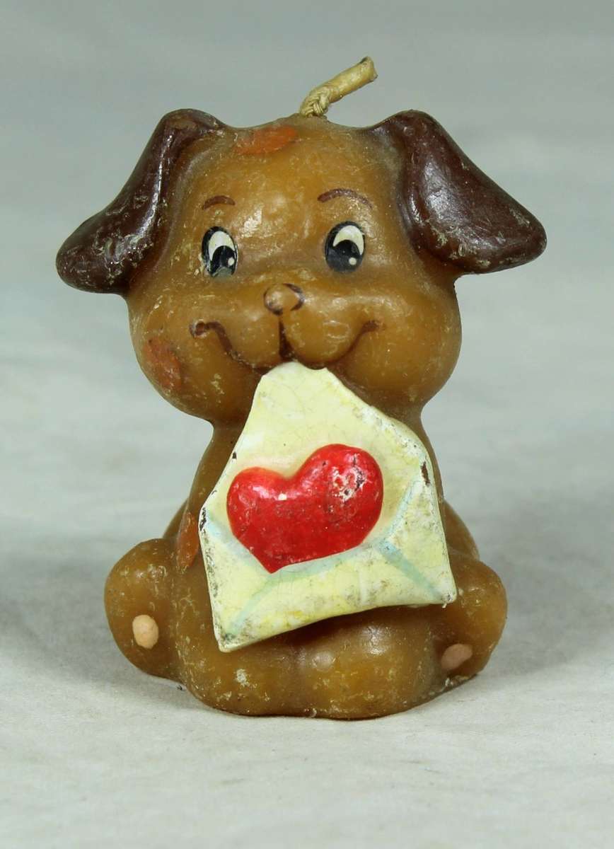 MINIATURE - `I LOVE YOU PUPPY CANDLE` - BID NOW!!!!