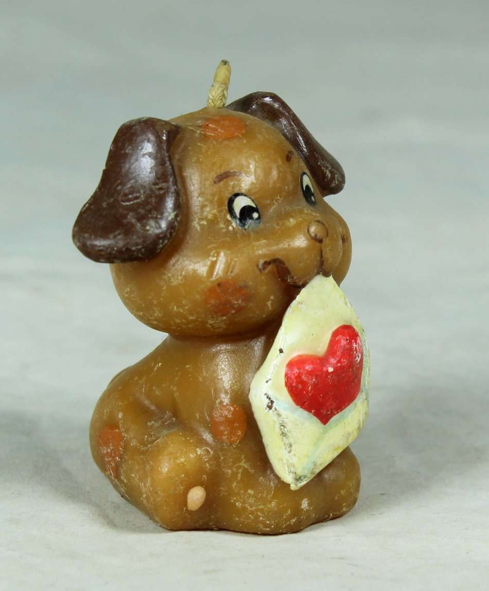 MINIATURE - `I LOVE YOU PUPPY CANDLE` - BID NOW!!!!