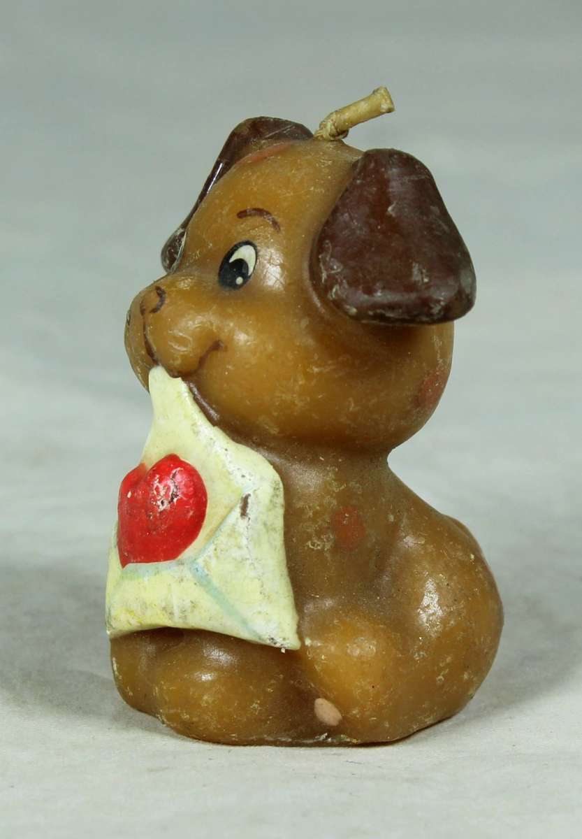 MINIATURE - `I LOVE YOU PUPPY CANDLE` - BID NOW!!!!