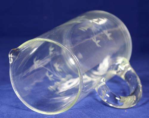 GLASS WATER JUG - BAMBOO ENGRAVED - BID NOW !!!