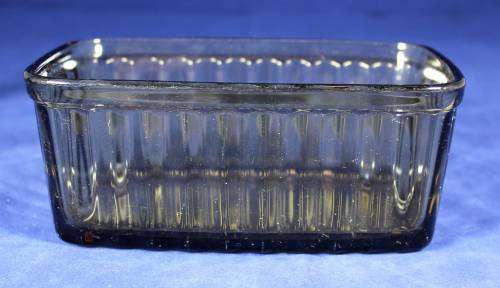 VINTAGE FRENCH ARCOPAL SMOKED GLASS OVEN DISH WITH RIBBED PATTERN - BID NOW!!