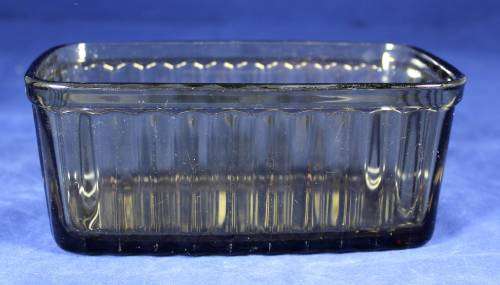 VINTAGE FRENCH ARCOPAL SMOKED GLASS OVEN DISH WITH RIBBED PATTERN - BID NOW!!