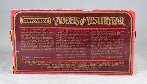 MATCHBOX MODELS OF YESTERYEAR -Y2 1930 41/2 LT SUPER CHARGED BENTLEY 1984 - BID NOW!!!