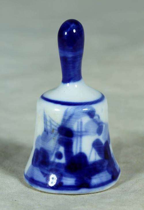 Miniature porcelain blue & white bell