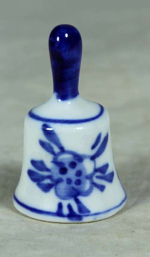 Miniature porcelain blue & white bell