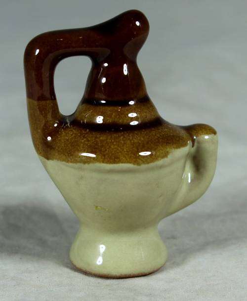 Miniature porcelain brown & beige water jug