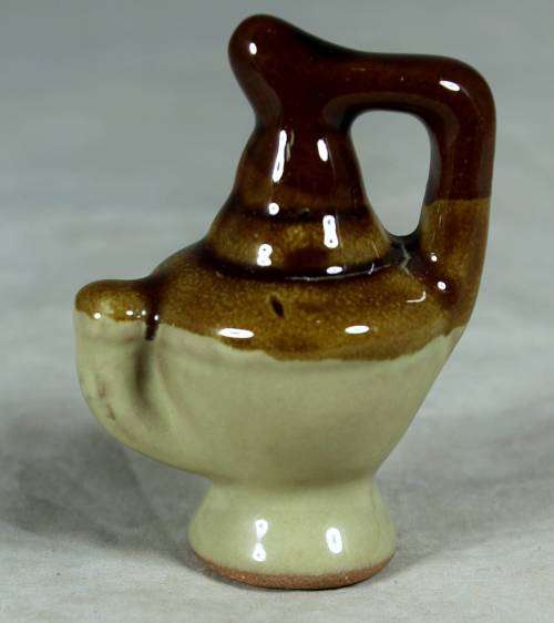 Miniature porcelain brown & beige water jug